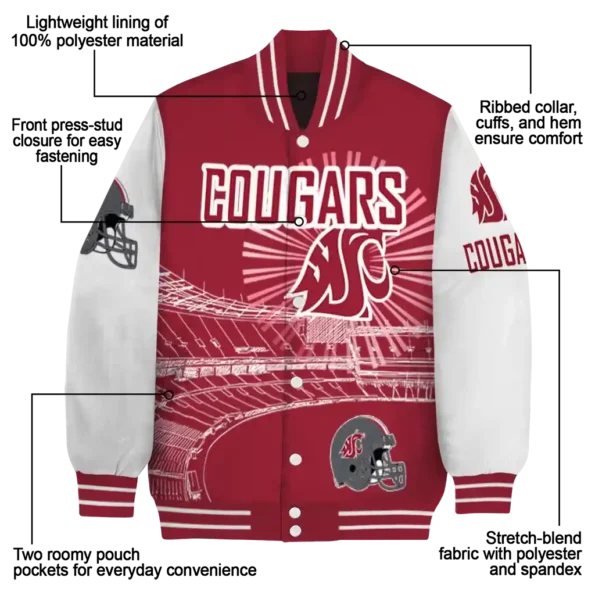 personalized washington state cougars ferris arena crimson white varsity jacket new arrival.webp