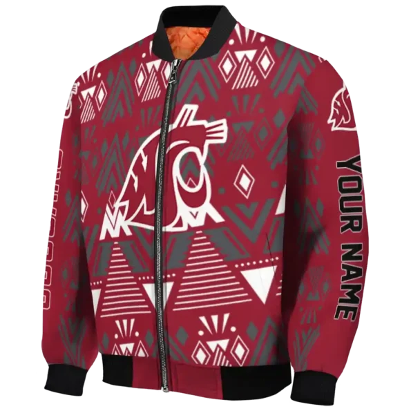personalized washington state cougars pyramid shapes crimson bomber jacket best selling