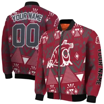 personalized washington state cougars pyramid shapes crimson bomber jacket fashion forward