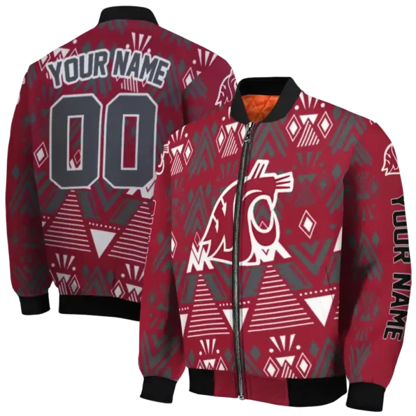personalized washington state cougars pyramid shapes crimson bomber jacket fashion forward