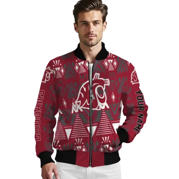 personalized washington state cougars pyramid shapes crimson bomber jacket high quality