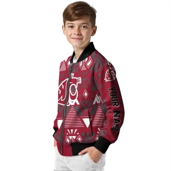 personalized washington state cougars pyramid shapes crimson bomber jacket trendy