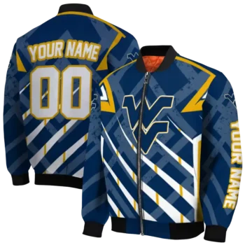 personalized west virginia mountaineers chevron angles blue bomber jacket fashion forward
