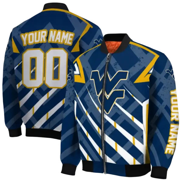 personalized west virginia mountaineers chevron angles blue bomber jacket fashion forward