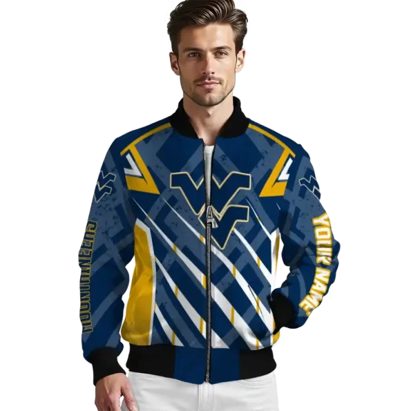 personalized west virginia mountaineers chevron angles blue bomber jacket high quality