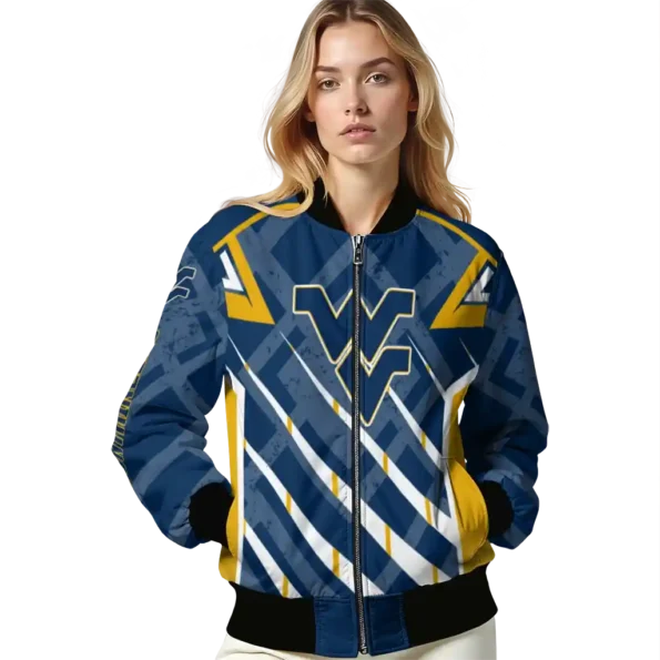 personalized west virginia mountaineers chevron angles blue bomber jacket latest model