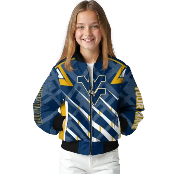 personalized west virginia mountaineers chevron angles blue bomber jacket top rated