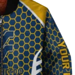 personalized west virginia mountaineers hexagon grid blue bomber jacket best selling