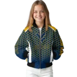 personalized west virginia mountaineers hexagon grid blue bomber jacket best selling