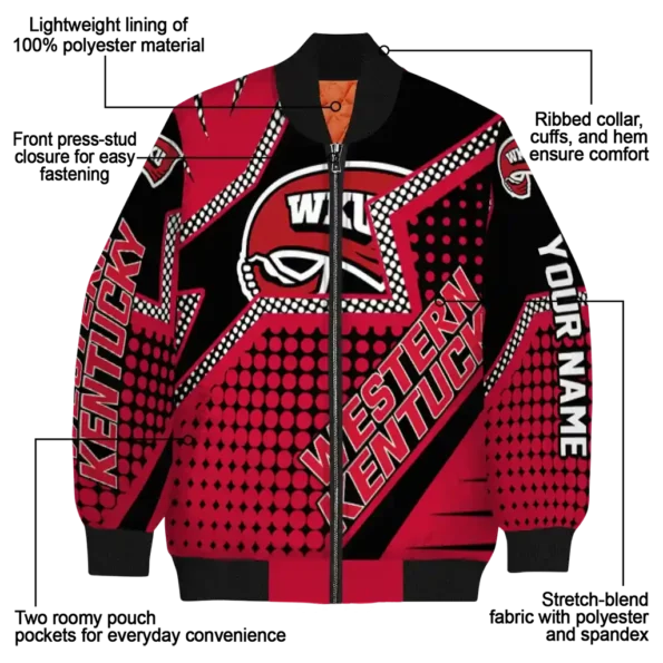 personalized western kentucky hilltoppers star burst red bomber jacket new arrival