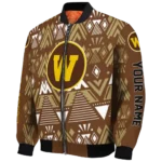 personalized western michigan broncos pyramid shapes brown bomber jacket best selling
