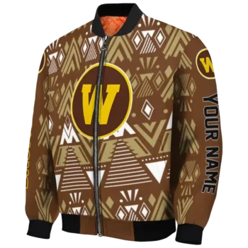 personalized western michigan broncos pyramid shapes brown bomber jacket best selling