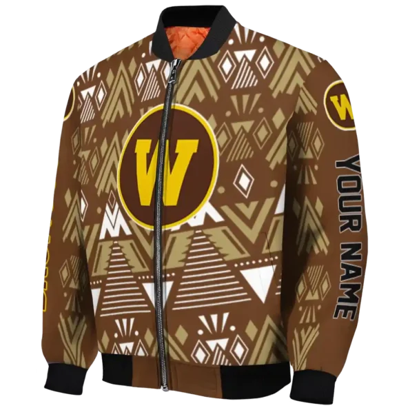 personalized western michigan broncos pyramid shapes brown bomber jacket best selling