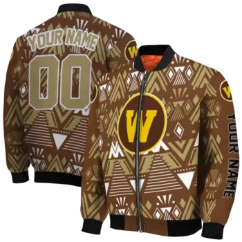 personalized western michigan broncos pyramid shapes brown bomber jacket fashion forward