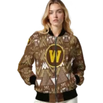 personalized western michigan broncos pyramid shapes brown bomber jacket best selling