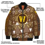 personalized western michigan broncos pyramid shapes brown bomber jacket best selling