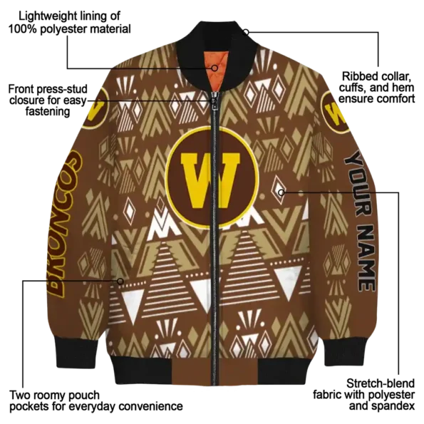 personalized western michigan broncos pyramid shapes brown bomber jacket new arrival