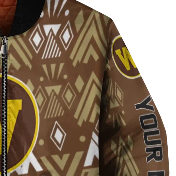 personalized western michigan broncos pyramid shapes brown bomber jacket premium grade
