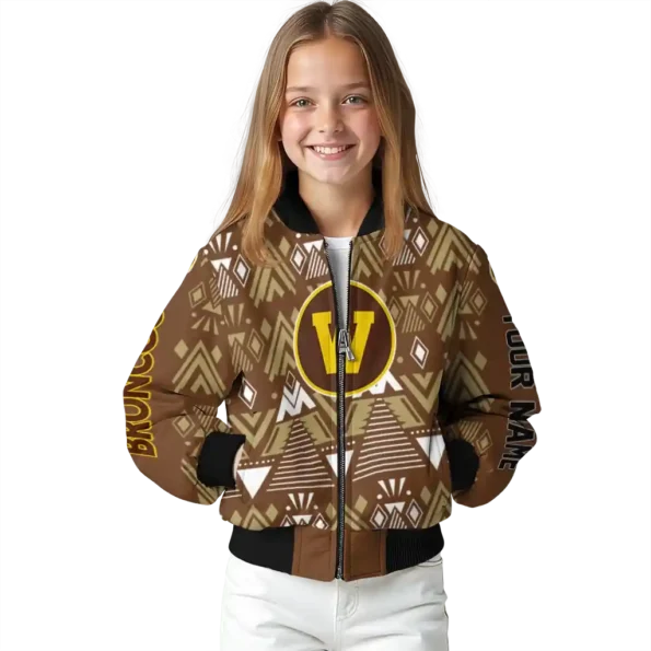 personalized western michigan broncos pyramid shapes brown bomber jacket top rated