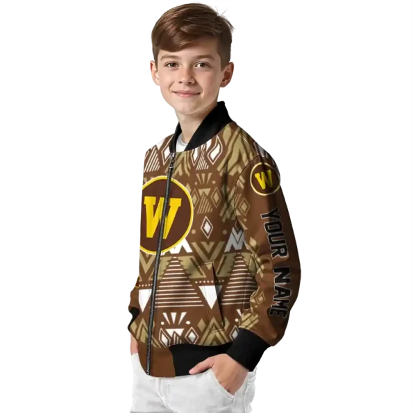 personalized western michigan broncos pyramid shapes brown bomber jacket trendy