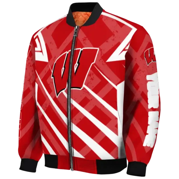 personalized wisconsin badgers chevron angles red bomber jacket best selling