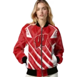 personalized wisconsin badgers chevron angles red bomber jacket best selling