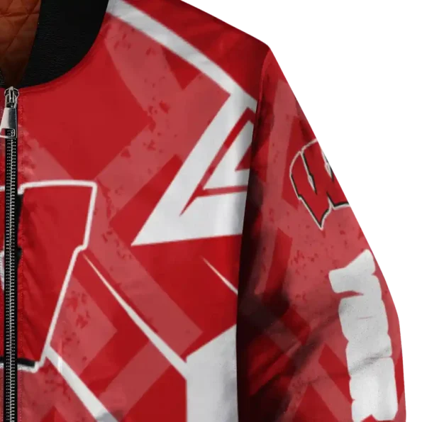 personalized wisconsin badgers chevron angles red bomber jacket premium grade