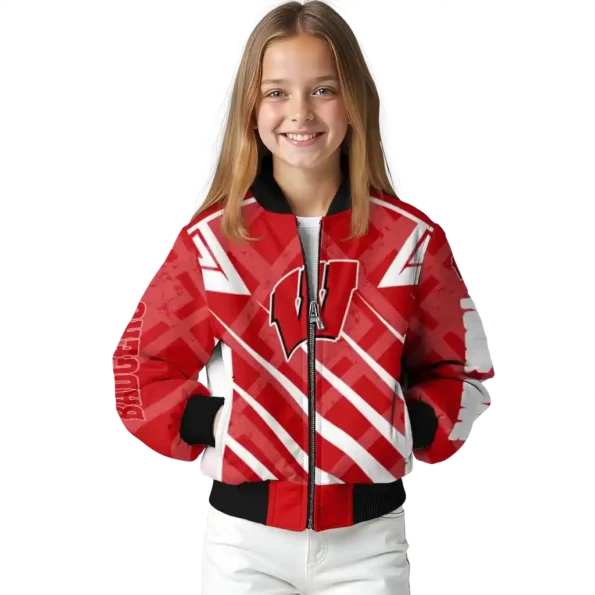 personalized wisconsin badgers chevron angles red bomber jacket top rated