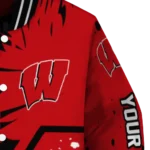 personalized wisconsin badgers hexagon cluster red black varsity jacket best selling.webp