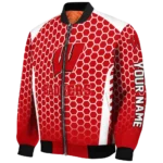 personalized wisconsin badgers hexagon grid red bomber jacket best selling