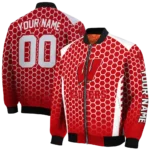 personalized wisconsin badgers hexagon grid red bomber jacket best selling