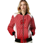 personalized wisconsin badgers hexagon grid red bomber jacket best selling