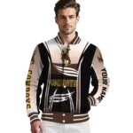 personalized wyoming cowboys mesh effect brown black varsity jacket best selling.webp
