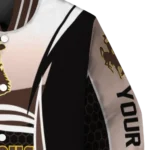 personalized wyoming cowboys mesh effect brown black varsity jacket best selling.webp