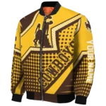 personalized wyoming cowboys star burst brown bomber jacket best selling