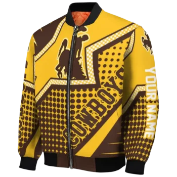 personalized wyoming cowboys star burst brown bomber jacket best selling