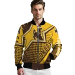 personalized wyoming cowboys star burst brown bomber jacket best selling