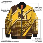 personalized wyoming cowboys star burst brown bomber jacket best selling