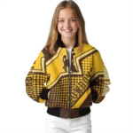 personalized wyoming cowboys star burst brown bomber jacket best selling