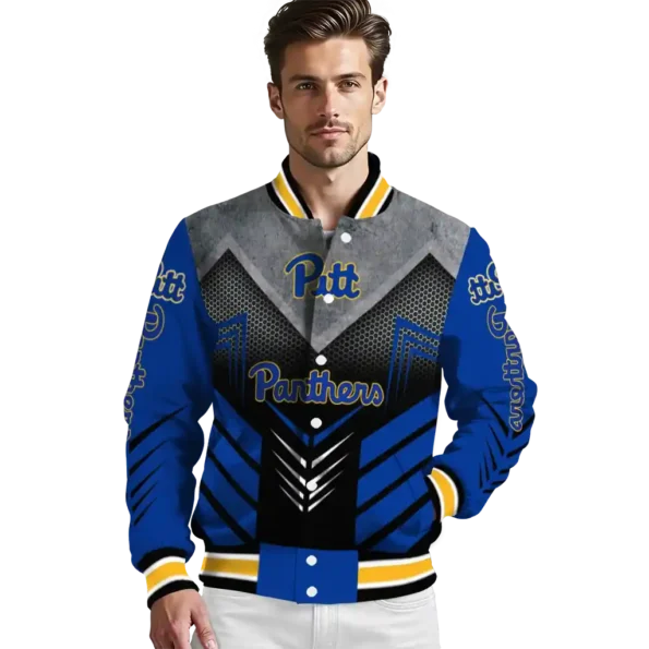 pittsburgh panthers arrow layer royal blue black varsity jacket high quality.webp