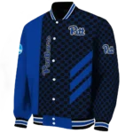 pittsburgh panthers triple side stripes royal blue black varsity jacket best selling.webp