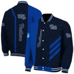 pittsburgh panthers triple side stripes royal blue black varsity jacket best selling.webp