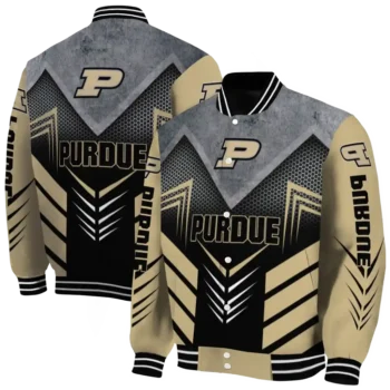 purdue boilermakers arrow layer gold black varsity jacket fashion forward.webp