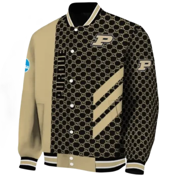 purdue boilermakers triple side stripes gold black varsity jacket best selling.webp