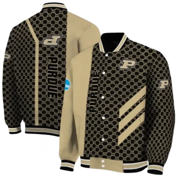 purdue boilermakers triple side stripes gold black varsity jacket fashion forward.webp