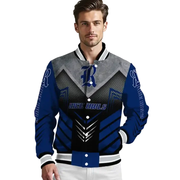 rice owls arrow layer navy blue black varsity jacket high quality.webp