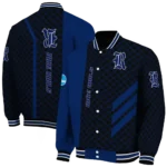 rice owls triple side stripes navy blue black varsity jacket best selling.webp