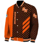 sam houston bearkats triple side stripes orange black varsity jacket best selling.webp