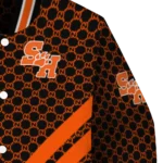 sam houston bearkats triple side stripes orange black varsity jacket best selling.webp