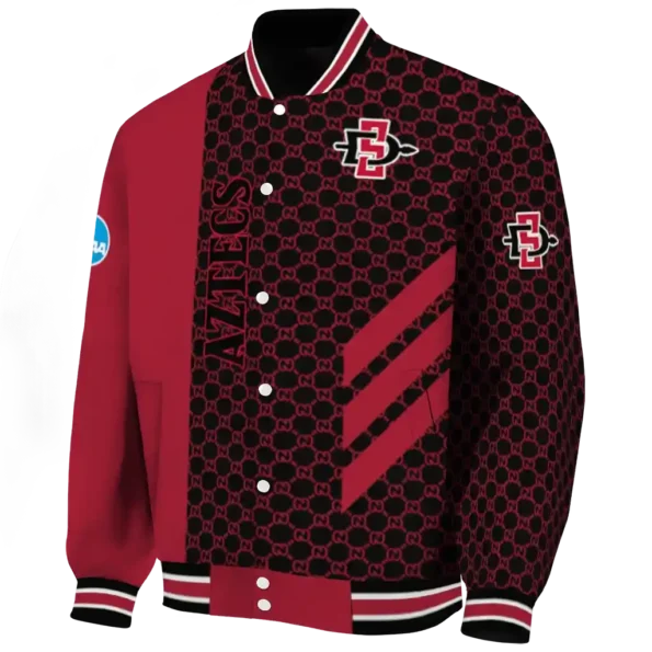 san diego state aztecs triple side stripes red black varsity jacket best selling.webp